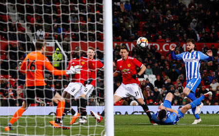 Soccer Football - FA Cup Quarter Final - Manchester United vs Brighton & Hove Albion - Old Trafford, Manchester, Britain - March 17, 2018 Manchester United's Nemanja Matic scores their second goal Action Images via Reuters/Jason Cairnduff