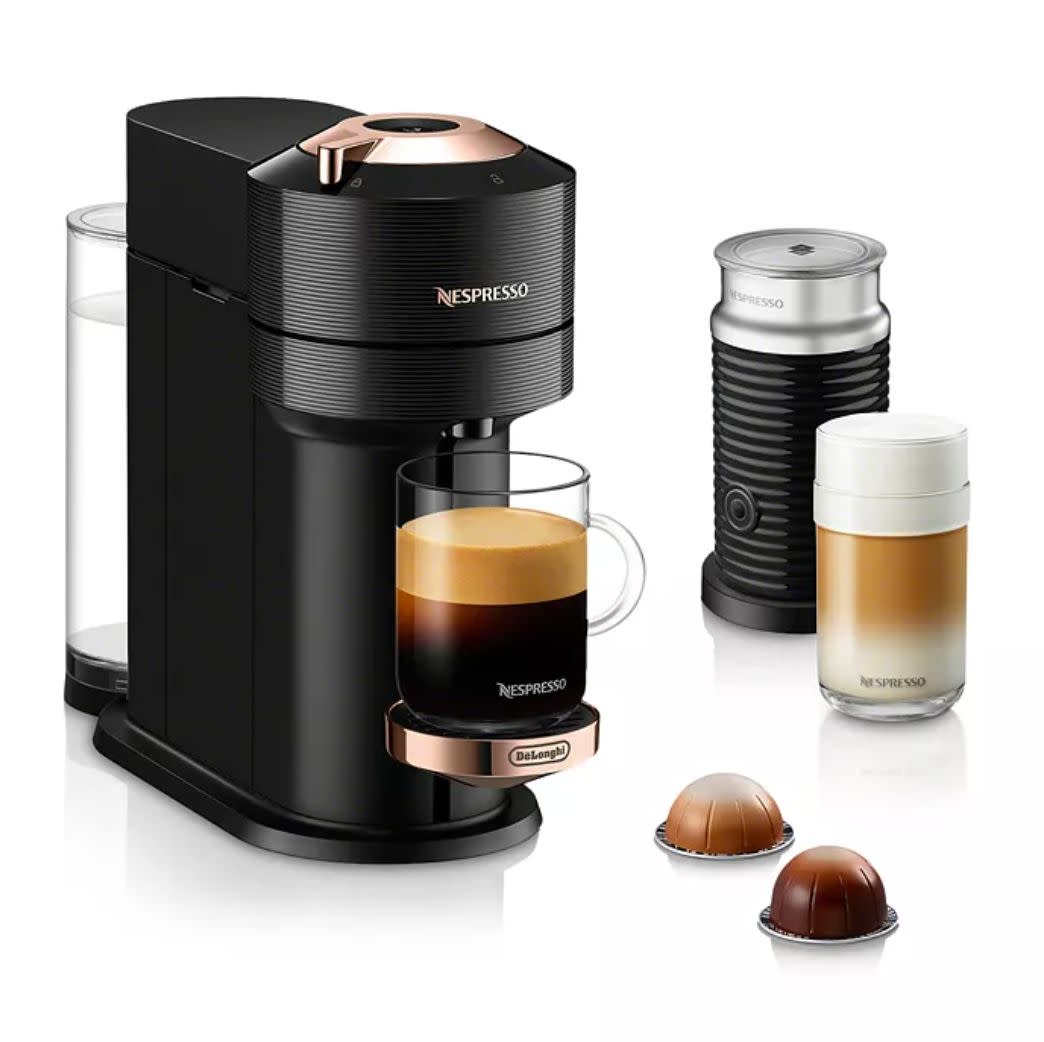 Love your lattes? Black Friday and Cyber Monday brought to boil lots of deals on <a href="https://www.huffpost.com/entry/black-friday-espresso-machine-coffee-maker-deals-2020_l_5fa9998cc5b64c88d403caf1" target="_blank" rel="noopener noreferrer">espresso machines and coffee makers</a>. But don't worry if you missed them, this <a href="https://fave.co/2VqHdRw" target="_blank" rel="noopener noreferrer">Nespresso espresso machine</a> is still on sale. The machine can make coffee, espresso or other milk-based drinks. It comes with milk frother for frothy foams to top off your cups. Plus, there's a coupon code you can apply on top of this deal, too. <a href="https://fave.co/2VqHdRw" target="_blank" rel="noopener noreferrer">Originally $216, get it now for $138 with code <strong>CYBER</strong> at Bloomingdale's</a>.