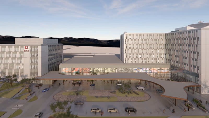 A rendering of what the new University of Utah Health hospital in West Valley City will look like.
