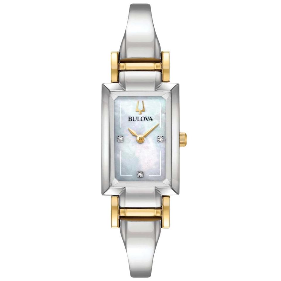 two-tone watch with square face