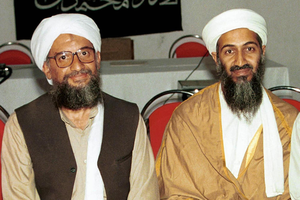 Ayman al-Zawahiri and Osama bin Laden in Afghanistan in 1998.  (AP file)