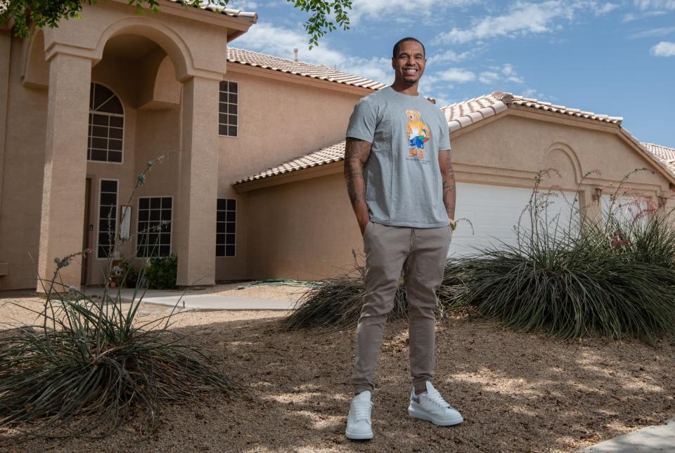 Kevin Gelispie, 38, of Chandler, Arizona said most of his friends who live in Phoenix can't afford their rent increases. He purchases his home, pictured, six years ago. Since then housing prices have skyrocketed