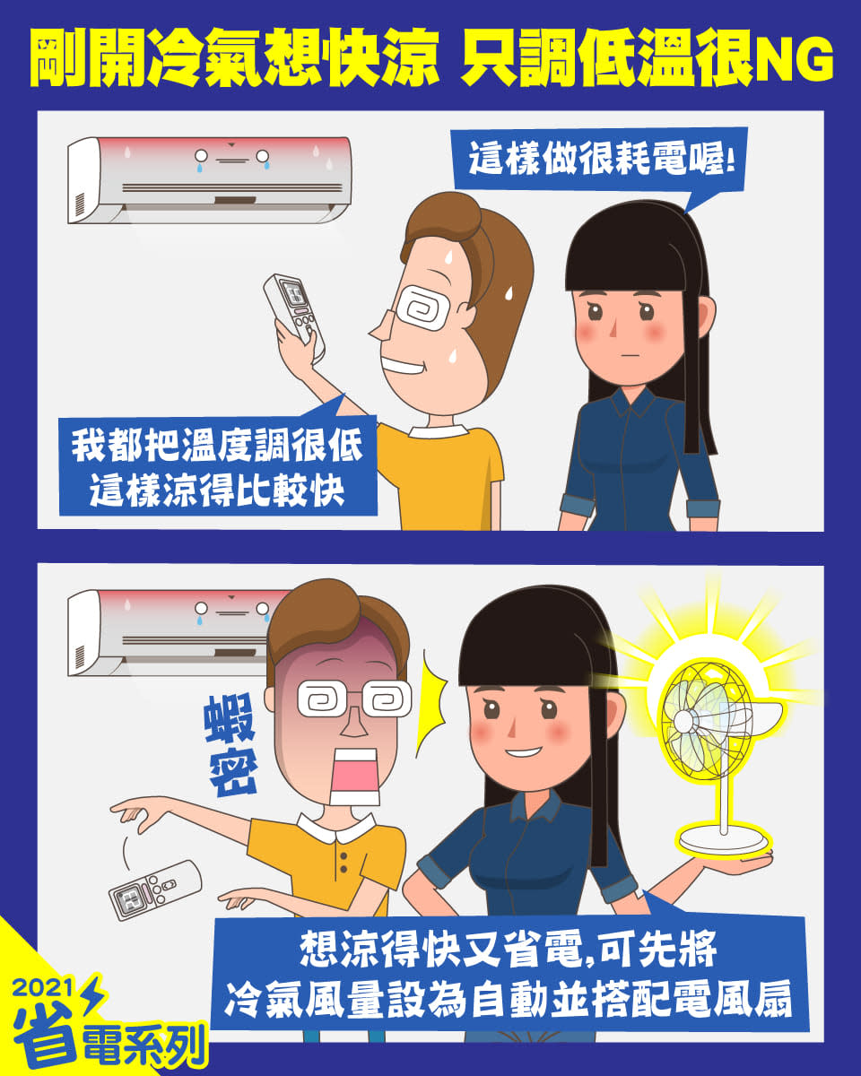 台電提供2招冷氣省電。（圖／翻攝自電力粉絲團臉書）