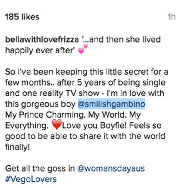 Bella's Instagram caption. Source: Instagram