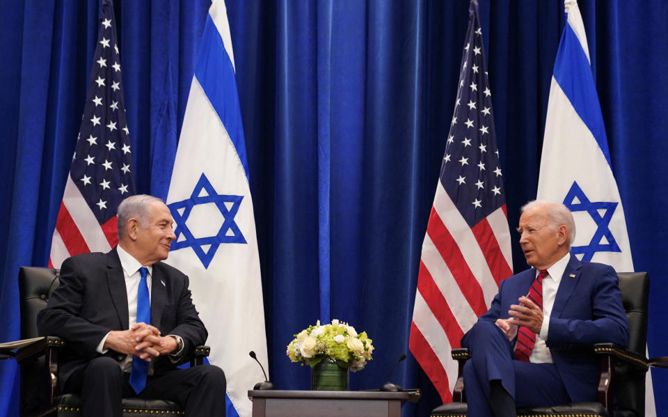 President Biden and Israeli Prime Minister Benjamin Netanyahu meet onstage at the General Assembly.
