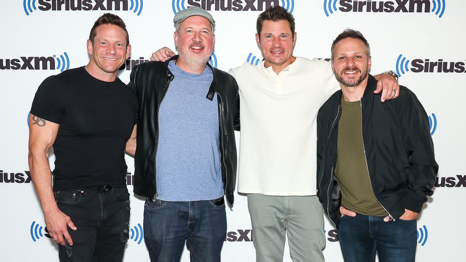 Jeff Timmons, Justin Jeffre, Nick Lachey, and Drew Lachey of 98 Degrees in September. - Arturo Holmes/Getty Images North America