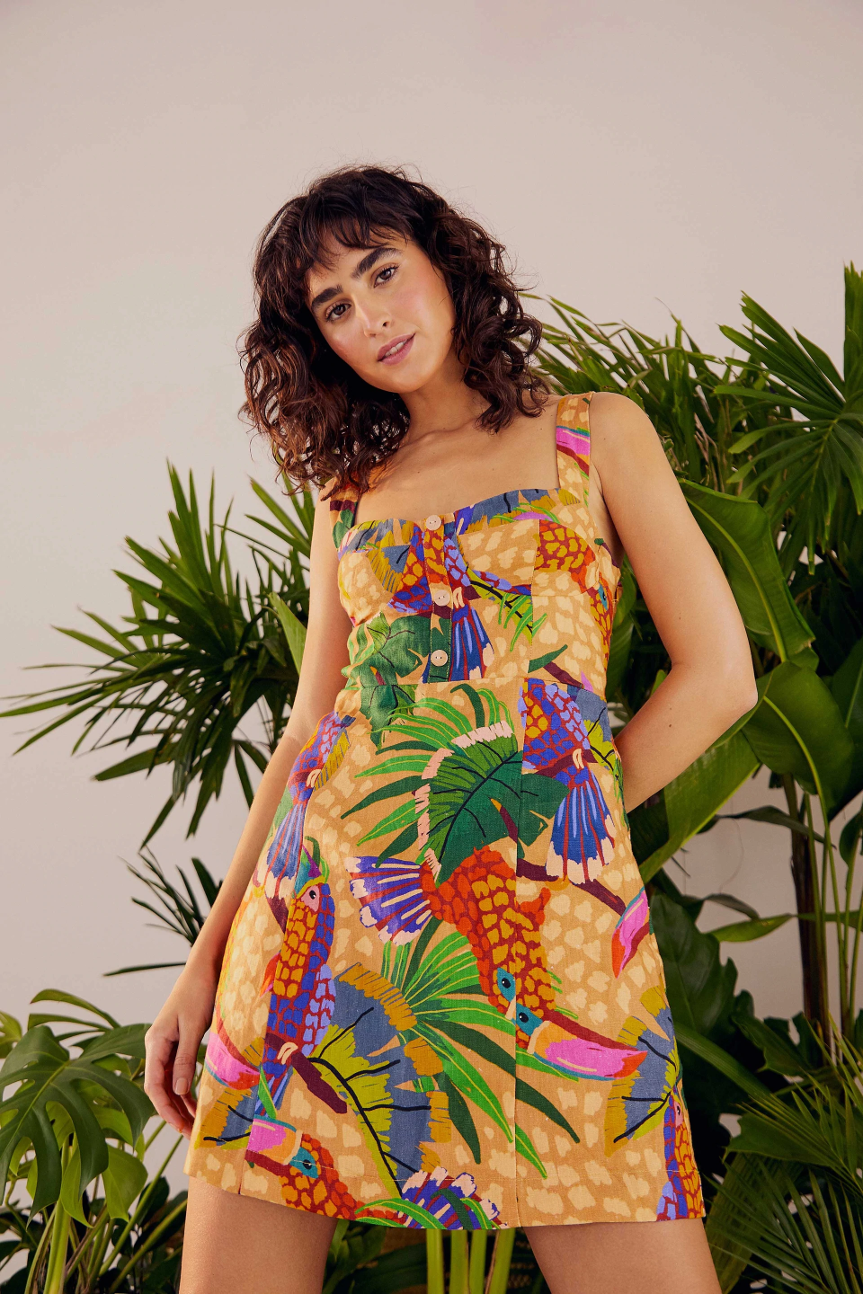 <br><br><strong>Farm Rio</strong> Sand Painted Toucans Mini Dress, $, available at <a href="https://go.skimresources.com/?id=30283X879131&url=https%3A%2F%2Fwww.farmrio.com%2Fcollections%2Fsale%2Fproducts%2Fsand-painted-toucans-mini-dress" rel="nofollow noopener" target="_blank" data-ylk="slk:Farm Rio" class="link ">Farm Rio</a>