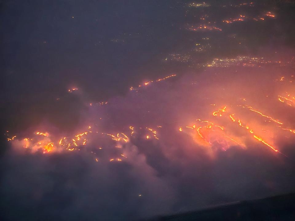 A view of wildfires in Texas from the air (Patrick Ryan via REUTERS)