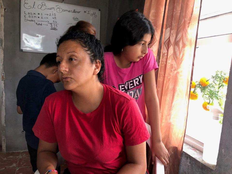 Sandra Garcia and her daughter, Fatima, 10, had been living at a shelter in Nuevo Laredo for more than a month after fleeing their home in Michoacán, Mexico, when gangs threatened to kidnap Fatima. She never leaves the shelter for fear of being targeted by cartels.
