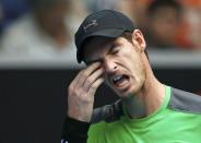 Andy Murray of Britain reacts during his men's singles second round match against Marinko Matosevic of Australia at the Australian Open 2015 tennis tournament in Melbourne January 21, 2015. REUTERS/Issei Kato (AUSTRALIA - Tags: SPORT TENNIS)