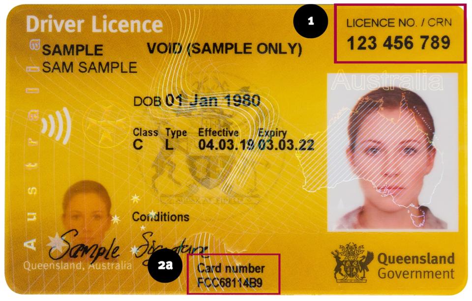 A photo of a sample driver licence.