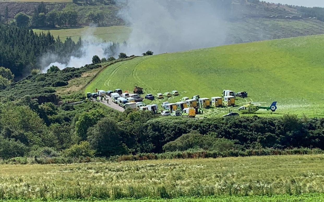 Emergency vehicles and an air ambulance are at the scene - Twitter/BBC