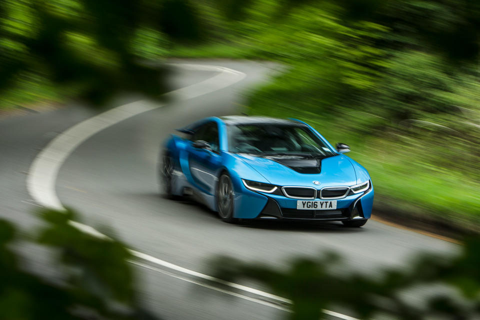 <p>The i8 of 2014 was the world’s first mainstream hybrid sports car, mating a 228bhp turbocharged 1.5-litre petrol engine to a 141bhp electric motor. Launch cars were capable of 23 miles of electric-only driving and later editions good for 34 miles. But it’s not all about keeping your expenses down: the 0-62mph sprint takes just <strong>4.4sec</strong>, so you can have lots of fun as well.</p>