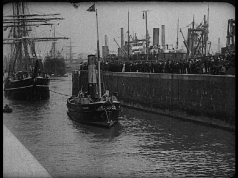 Captain Scott's ship, the Terra Nova, launches from Cardiff in 1910. 