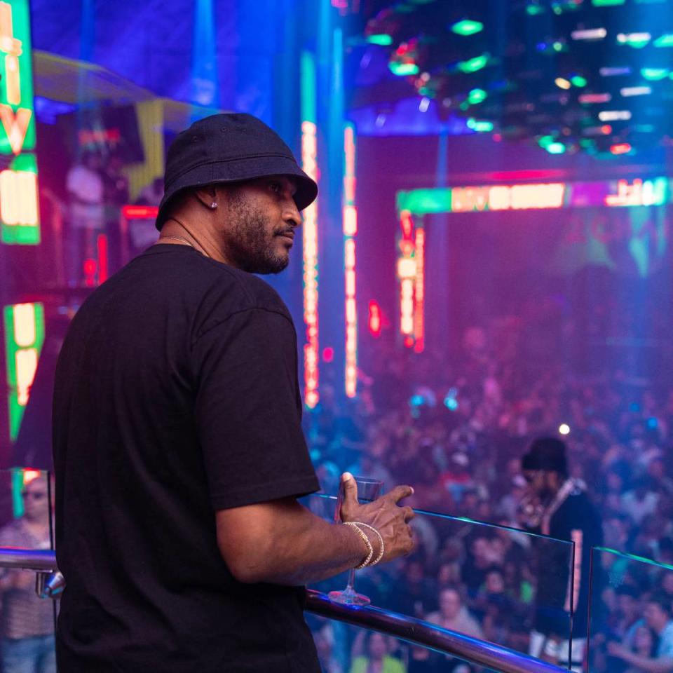 Michael Gardner, the CEO of Headliner Market Group, overlooks the crowd at LIV on Sunday at the Fontainebleau Miami Beach. Gardner co-founded LIV on Sunday with fellow promoter extraordinaire Louis Oliver.