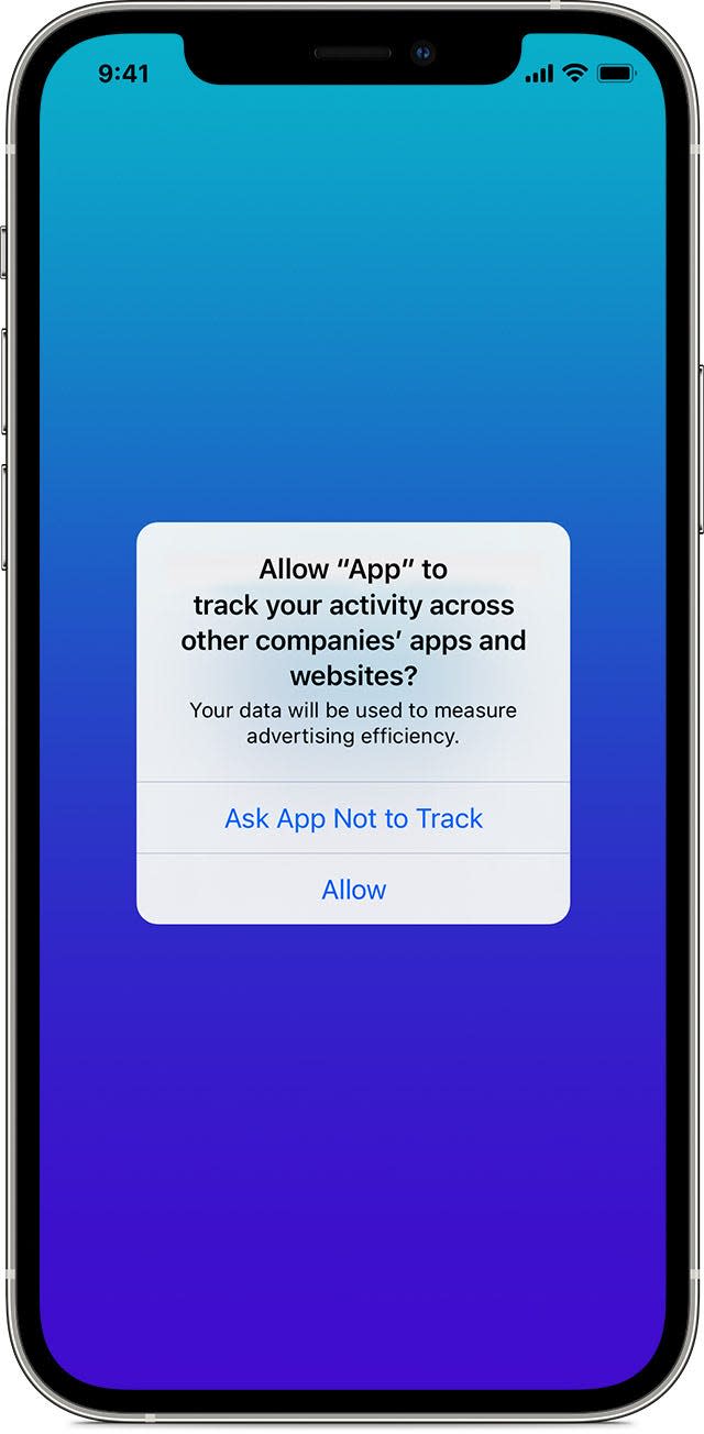 Ios14 Iphone12 Pro Allow app to track activity prompt.