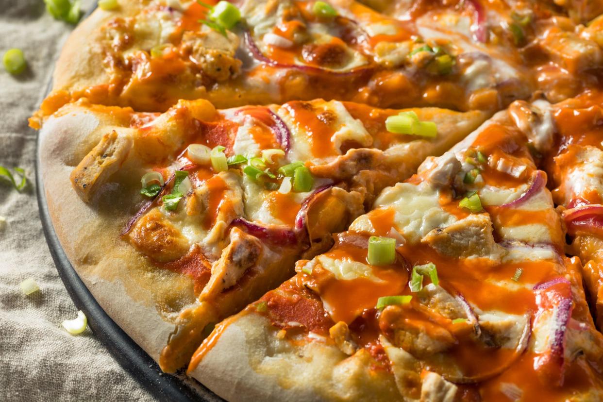 Homemade Buffalo Chicken Pizza with Blue Cheese