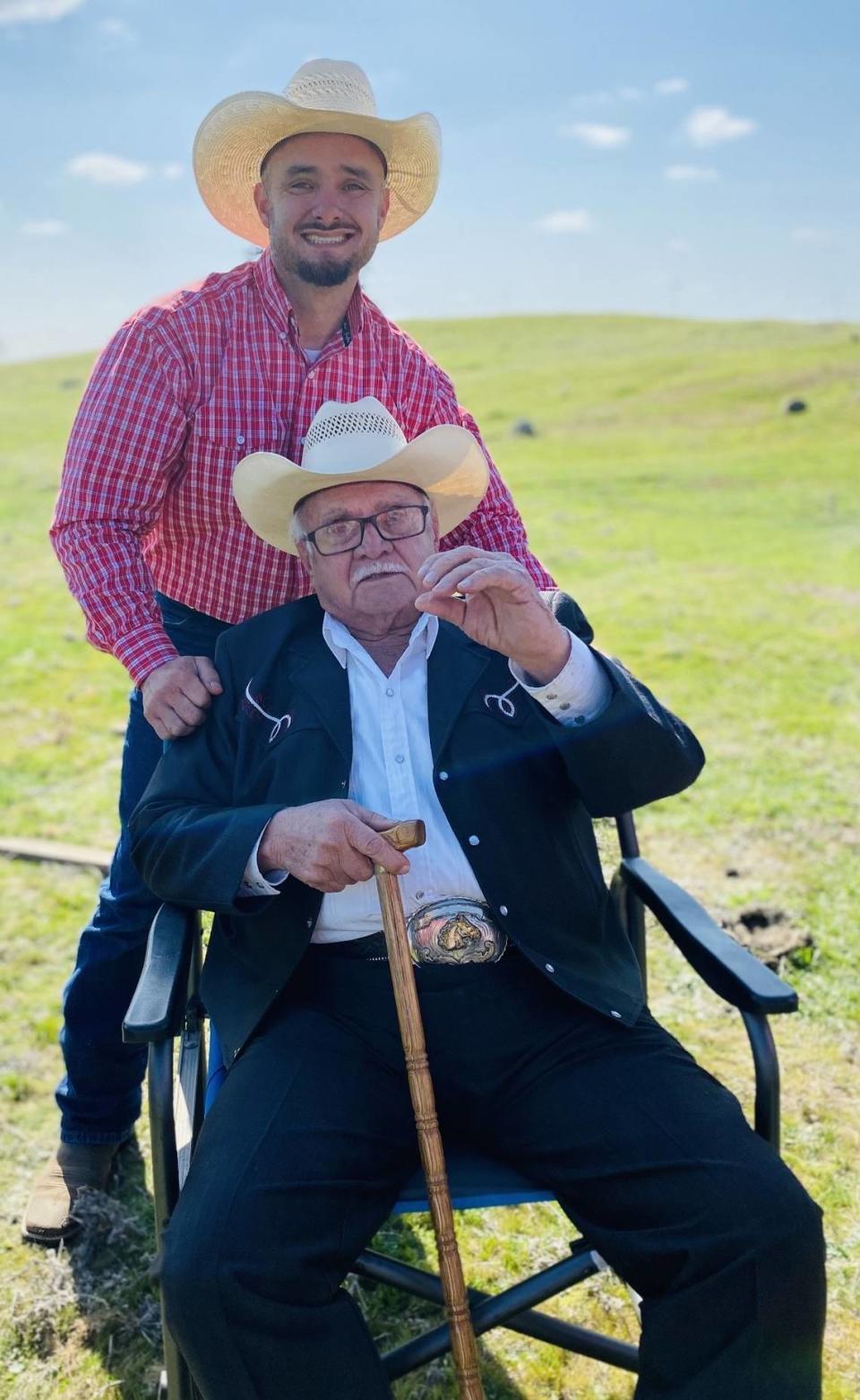 Alvaro Lopez, standing, says he and his grandfather, the late Jesse Lopez, sitting, spent so much time together that people began to think they were father and son. “One of the most important things he taught me is that life will not always be fair,” Alvaro says. “And when it isn’t, you don’t pout about it. You press on and look for solutions.”