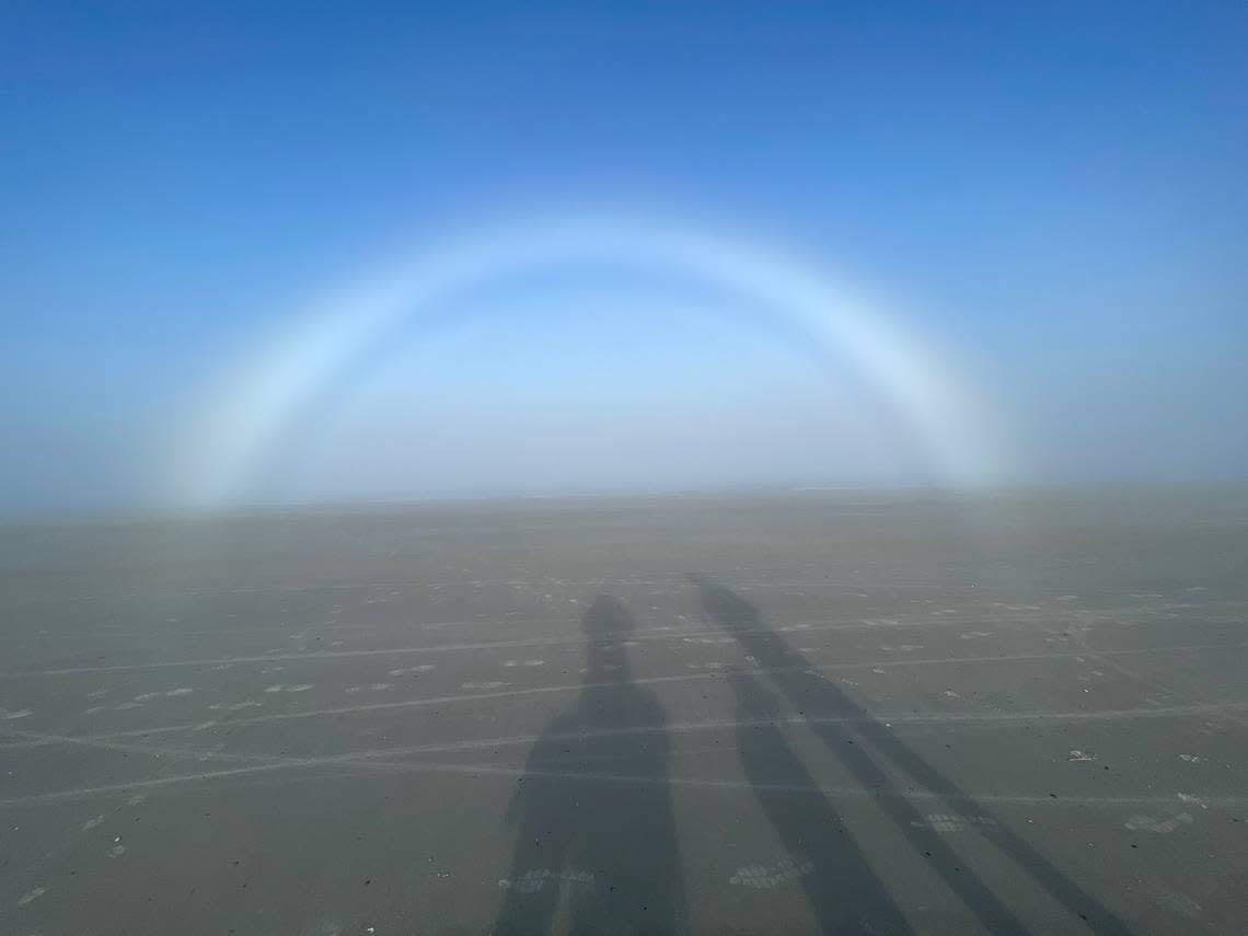 A Fog bow on the beach in Port Royal Plantation near the mouth of Fish Haul Creek and the Port Royal Sound Jan. 24 2023.