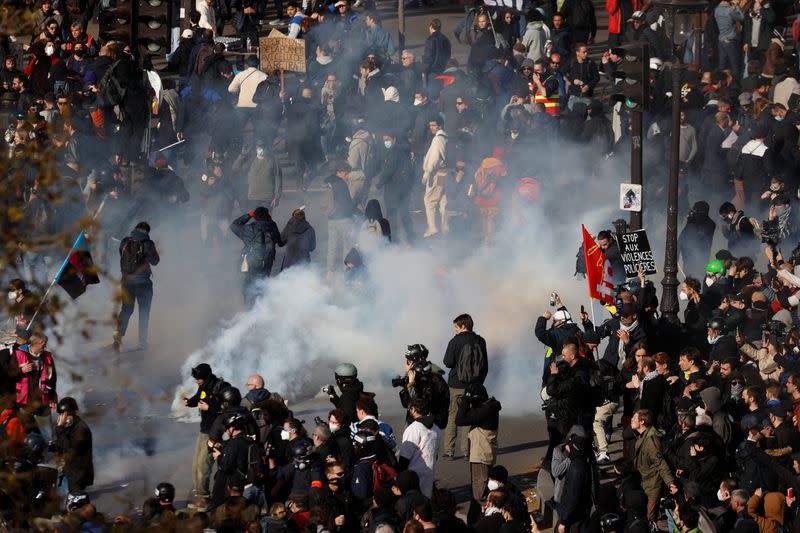 Twelfth day of national strike and protest in France against pension reform