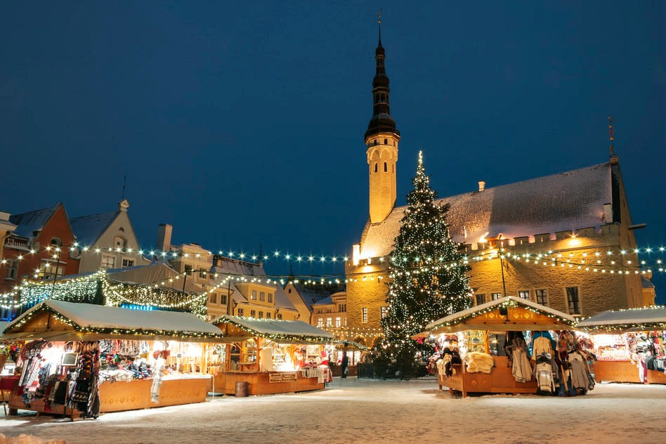 <p>The Tallinn Christmas Market takes place in the capital’s medieval Town Hall Square, where locals have been setting up Christmas trees since 1441. Sample Estonian festive delicacies such as black blood pudding, sour cabbage and ginger breads as local dancers and singers perform beside you. <em>[Photo: Visit Estonia]</em> </p>