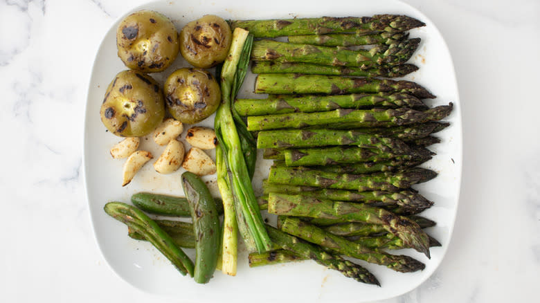 green vegetables on white plate