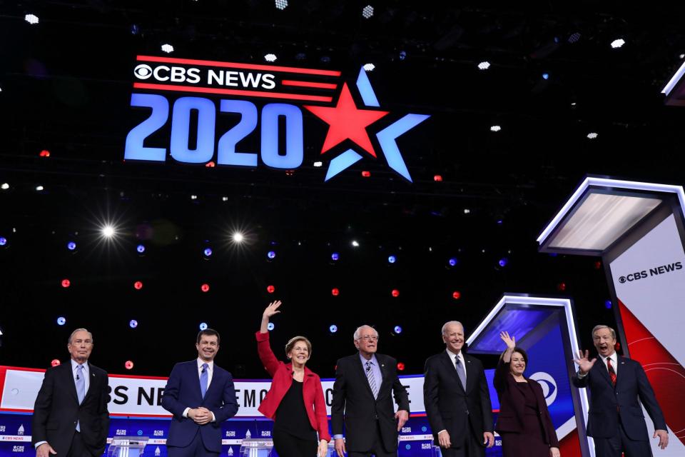 Candidates prepare to take part in the Democratic debate in Charleston, South Carolina: AFP via Getty Images