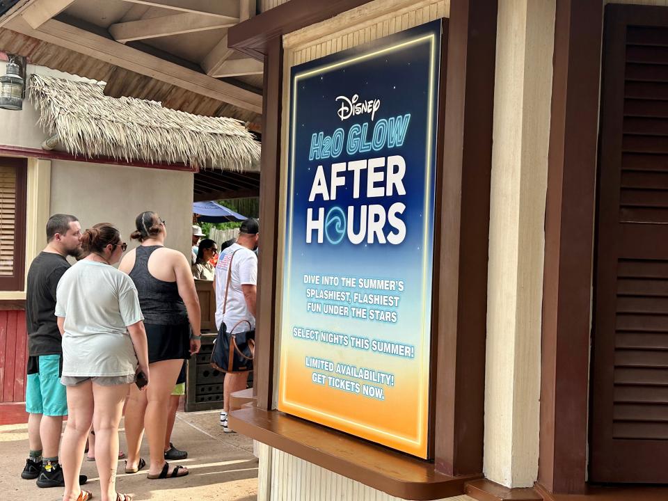 Disney H20 Glow After Hours sign on wall