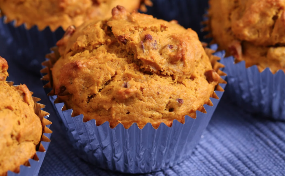 <p>Bridget Lappert</p><p>Three ingredients and about twenty minutes are all you need to make these super easy pumpkin chocolate chip muffins. </p><p><strong>Get the recipe: <em><a href="https://parade.com/227639/bridgetlappert/grandmas-pumpkin-muffins-with-half-the-ingredients/" rel="nofollow noopener" target="_blank" data-ylk="slk:Easiest Pumpkin Chocolate Chip Muffins;elm:context_link;itc:0;sec:content-canvas" class="link ">Easiest Pumpkin Chocolate Chip Muffins</a></em></strong></p>