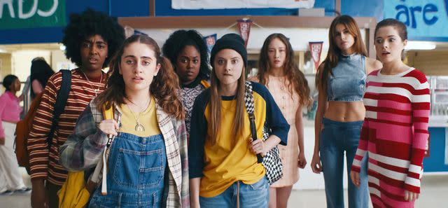 <p>United Artists Releasing / Courtesy Everett Collection</p> Ayo Edebiri, Rachel Sennott, Zamani Wilder, Summer Joy Campbell, Havana Rose Liu, Kaia Gerber and Virginia Tucker in "Bottoms"