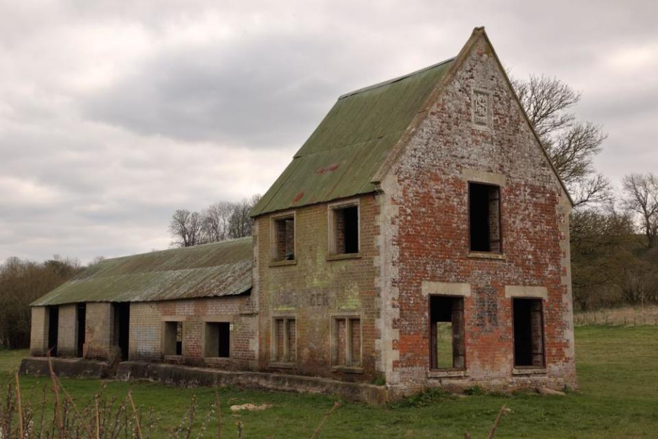 Derelict building, Imber, Salisbury Plain, Wiltshire, England, UK