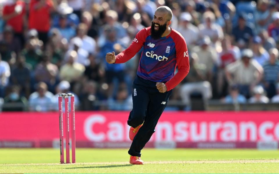 Moeen Ali of England celebrates after taking a wicket  - Shaun Botterill/Getty Images