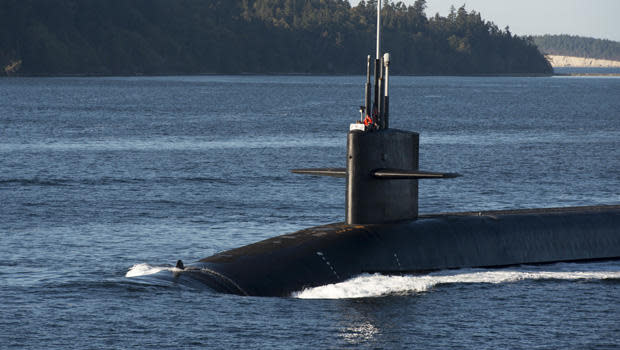 The U.S. Navy's Ohio class, nuclear-armed ballistic missile submarine USS Kentucky, seen here in a file photo, can carry up to 24 Trident II D-5 ballistic missiles, each with multiple independently-targeted warheads. / Credit: PO1 Amanda Gray/U.S. Navy