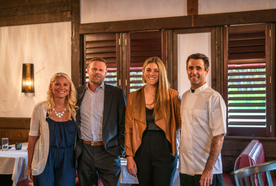 Spring and Porter owners stand in the dining room. From left to right: Shaun Cordes-Osborne, Shawn Osborne, Alyssa Harrold, Tommy Kaszubowski.