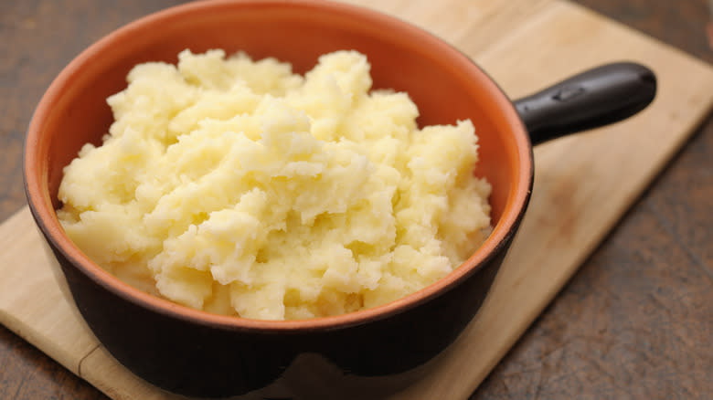 Crock of mashed potatoes