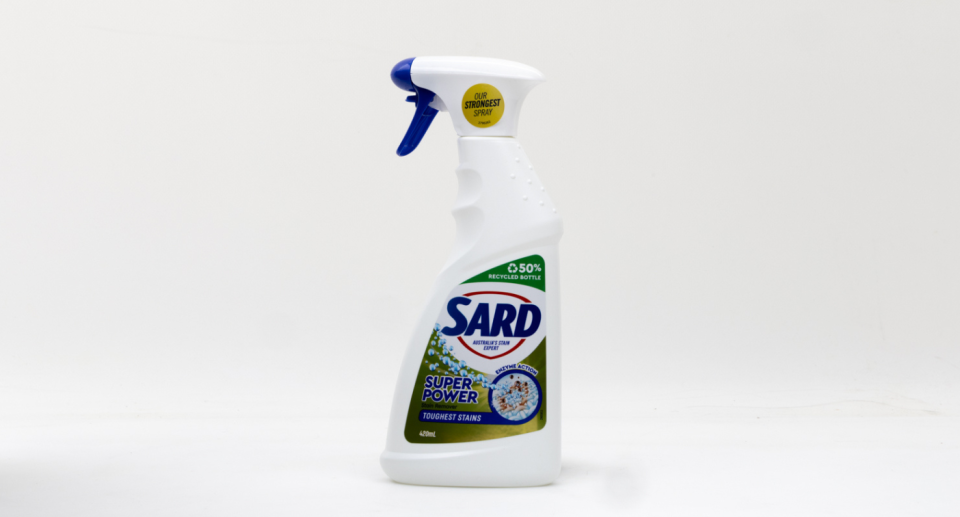 Sard Super Power Stain Remover Toughest Stains scored 76% and took out the top spot of the CHOICE rankings. Source: CHOICE
