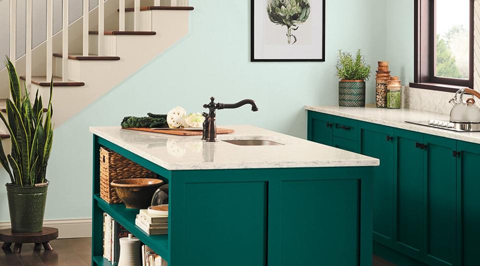 Cape Verde Teal Lower Cabinets