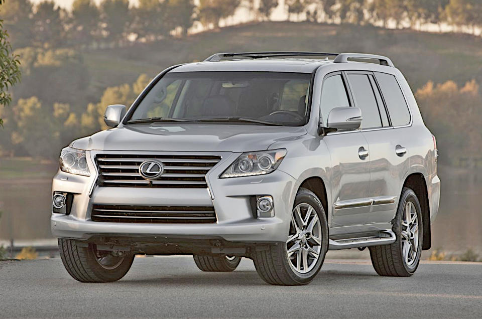<p>The third-generation Lexus <strong>LX</strong> SUV and its counterpart, the Toyota Land Cruiser, were both available with a <strong>5663cc</strong> V8, the largest engine ever fitted to a vehicle of either brand. Supercharger kits were available, but in standard form the motor, codenamed 3UR-FE, had power and torque figures of <strong>383bhp</strong> and <strong>403lb ft</strong>.</p><p>The V8 was not carried to over to the current LX, which is powered by a lower-capacity turbocharged engine.</p><p><strong>PICTURE</strong>: 2013 Lexus LX 570</p>
