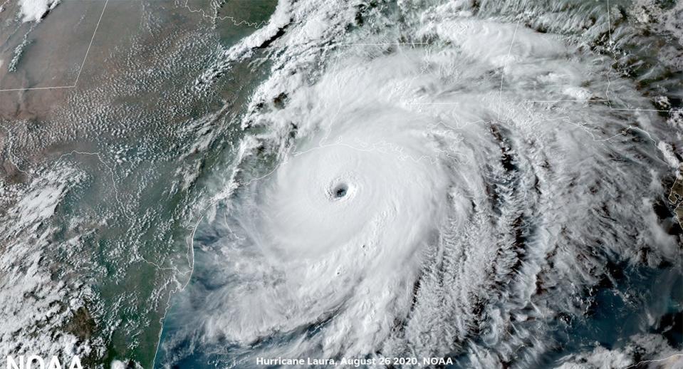 NOAA's GOES-East satellite captured this image of Hurricane Laura on August 26, 2020 as it approached the Gulf Coast. (NOAA)