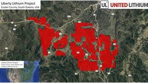 Liberty Lithium Project Lode Claims (red), Custer County, South Dakota, USA