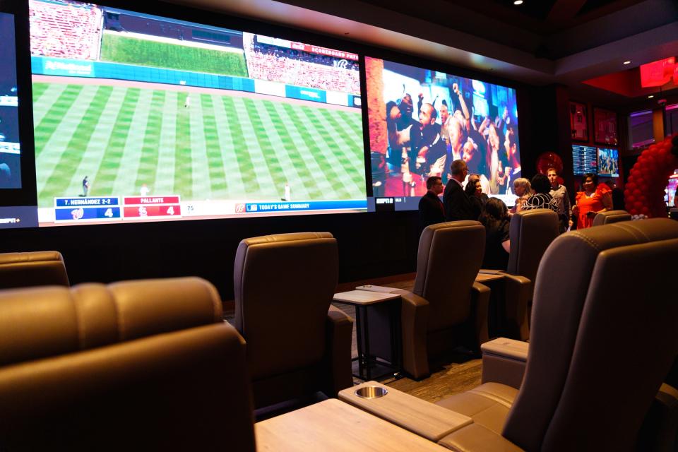 Betfred Sports Sportsbook's viewing area and large screens photographed during its grand opening on Sept. 8, 2022, at We-Ko-Pa Casino Resort in Fort McDowell.