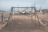 Home foundations are all that remain in a residential neighborhood destroyed by a wildfire on May 6, 2016 in Fort McMurray. (Photo by Scott Olson/Getty Images)