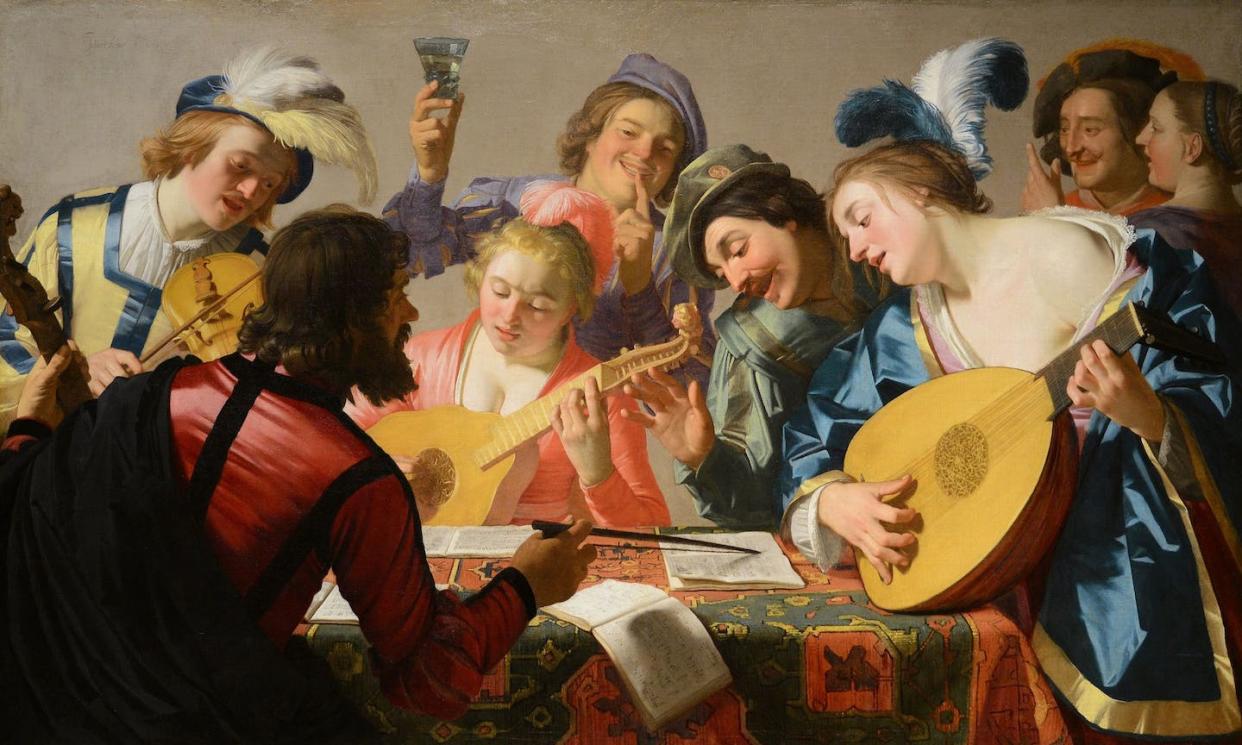 'El concierto' (1623), de Gerrit van Honthorst. National Gallery of Art, Washington. <a href="https://commons.wikimedia.org/wiki/File:Van_Honthorst_Washington_October_2016-1.jpg" rel="nofollow noopener" target="_blank" data-ylk="slk:National Gallery of Art;elm:context_link;itc:0;sec:content-canvas" class="link ">National Gallery of Art</a>, <a href="http://creativecommons.org/licenses/by-sa/4.0/" rel="nofollow noopener" target="_blank" data-ylk="slk:CC BY-SA;elm:context_link;itc:0;sec:content-canvas" class="link ">CC BY-SA</a>