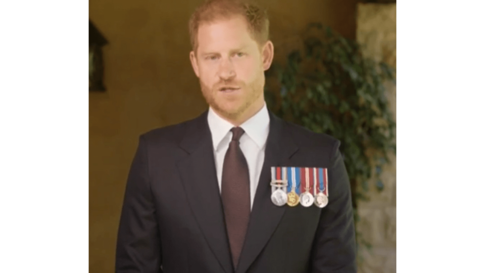 Prince Harry wearing four medals