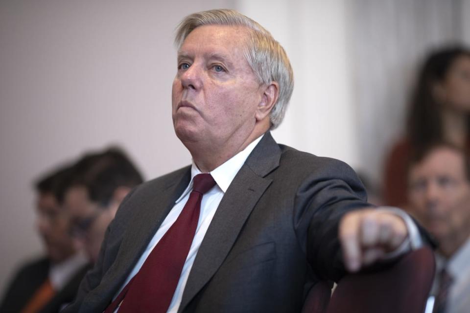 <div class="inline-image__caption"><p>Senator Lindsey Graham (R-S.C.) listens during the announcement of a new abortion bill on Capitol Hill in Washington</p></div> <div class="inline-image__credit">Tom Brenner</div>