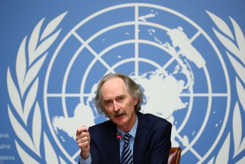 UN Special Envoy for Syria Pedersen attends a news conference ahead of the meeting of the new Syrian Constitutional Committee in Geneva