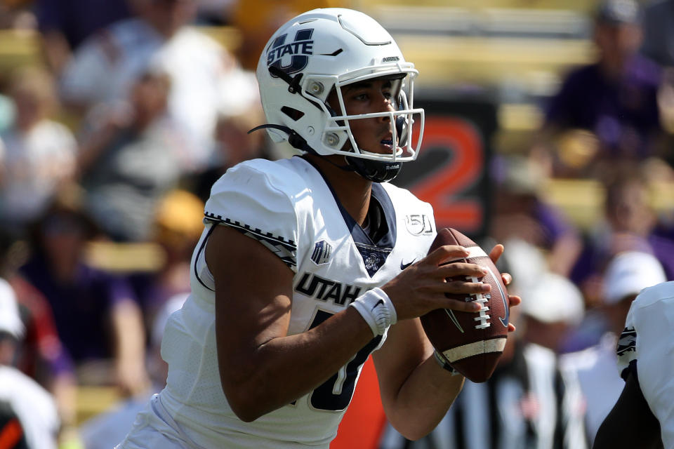 The Senior Bowl will be a big part of Utah State QB Jordan Love's process before the 2020 NFL draft. (Photo by Chris Graythen/Getty Images)