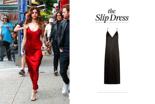 Selena Gomez's black slip dress and derby shoes from Julia