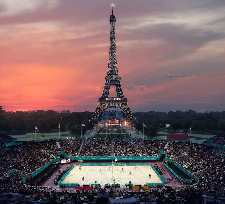 Uno de los escenarios de París 2024 estará al pie de la Torre Eiffel, el mayor ícono de la ciudad; allí se jugará beach volley