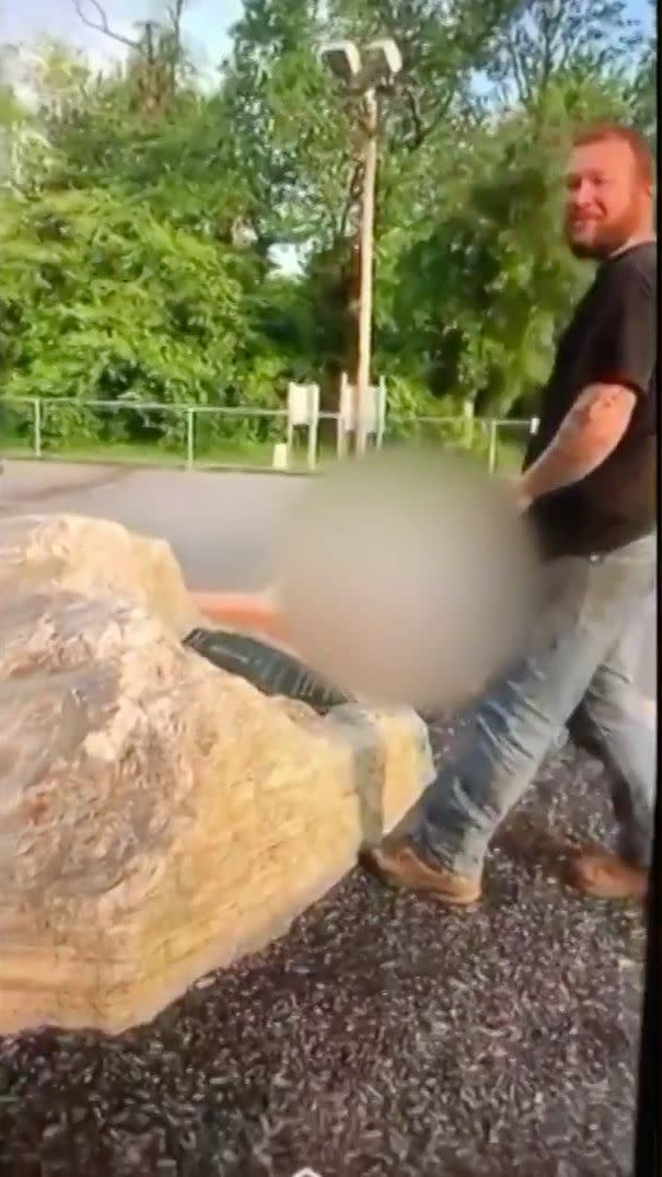 New Jersey men Bryan Bellace and Daniel Flippen, both 23, were arrested after video showed one of the urinating on a child's memorial, authorities said. (Photo: CBS Philly)